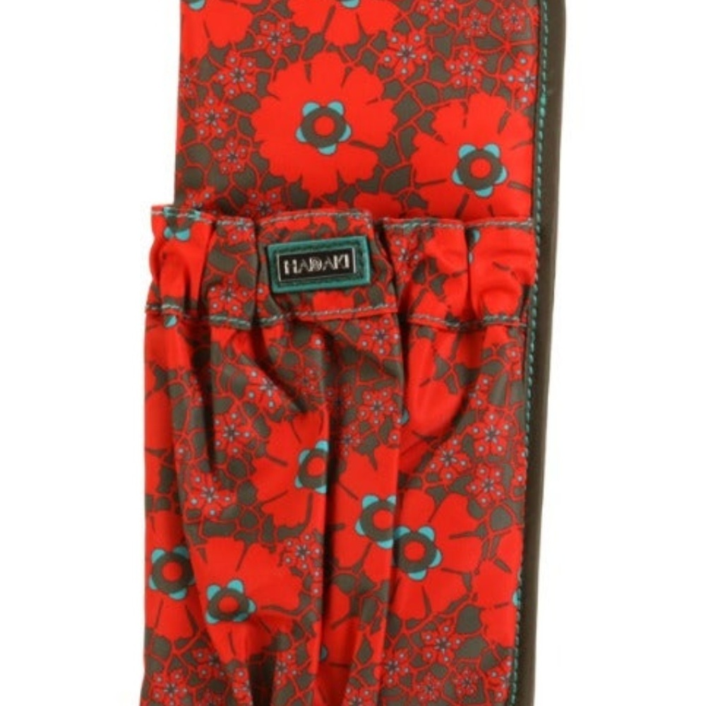 Curling Iron Holder Floral Red Teal